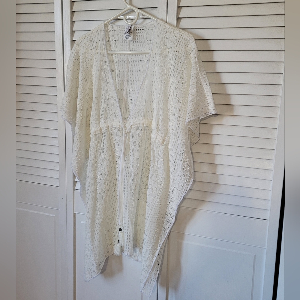 BECCA White Lace Kimono Cover-Up, Size XS - Picture 4 of 7
